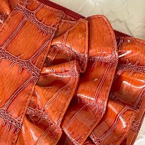 Patent Leather Crocodile Pattern Wristlet Clutch